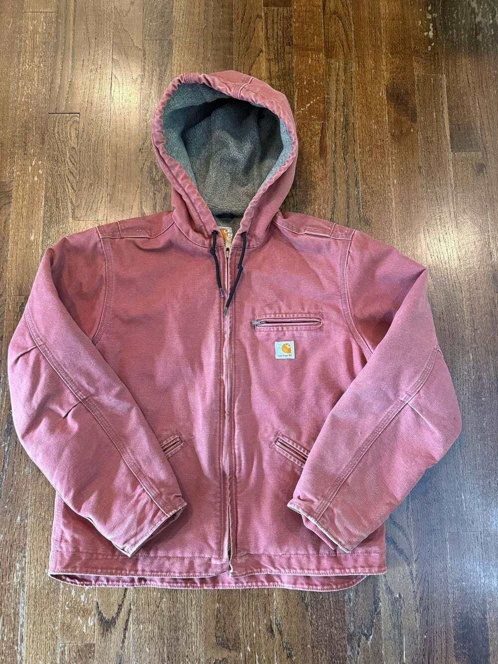 Carhartt Women's Sierra Sherpa Lined Jacket Pink/Salmon Duck Canvas Hooded
